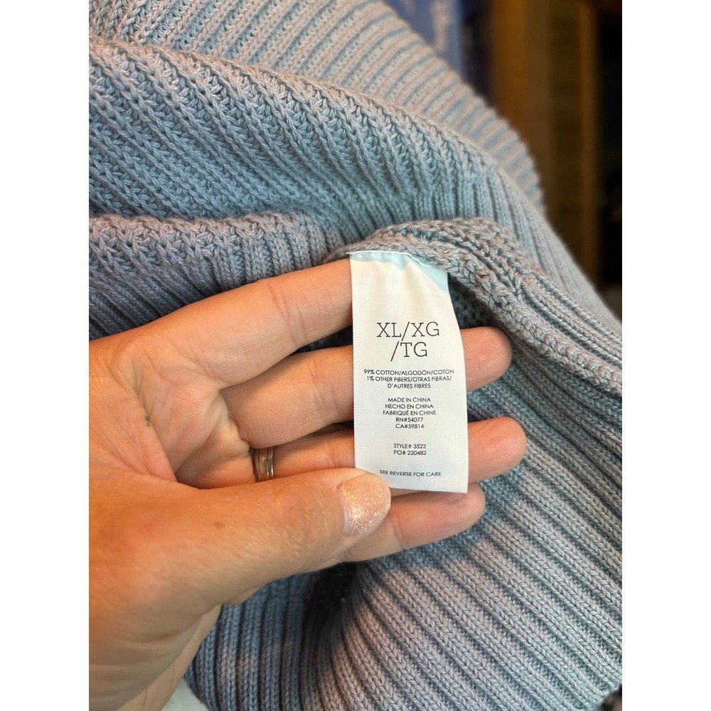 Cabi Fair Play Sweater Icy Blue Ribbed Knit Back Zip 3522 XL NWT Reversible - Picture 11 of 12